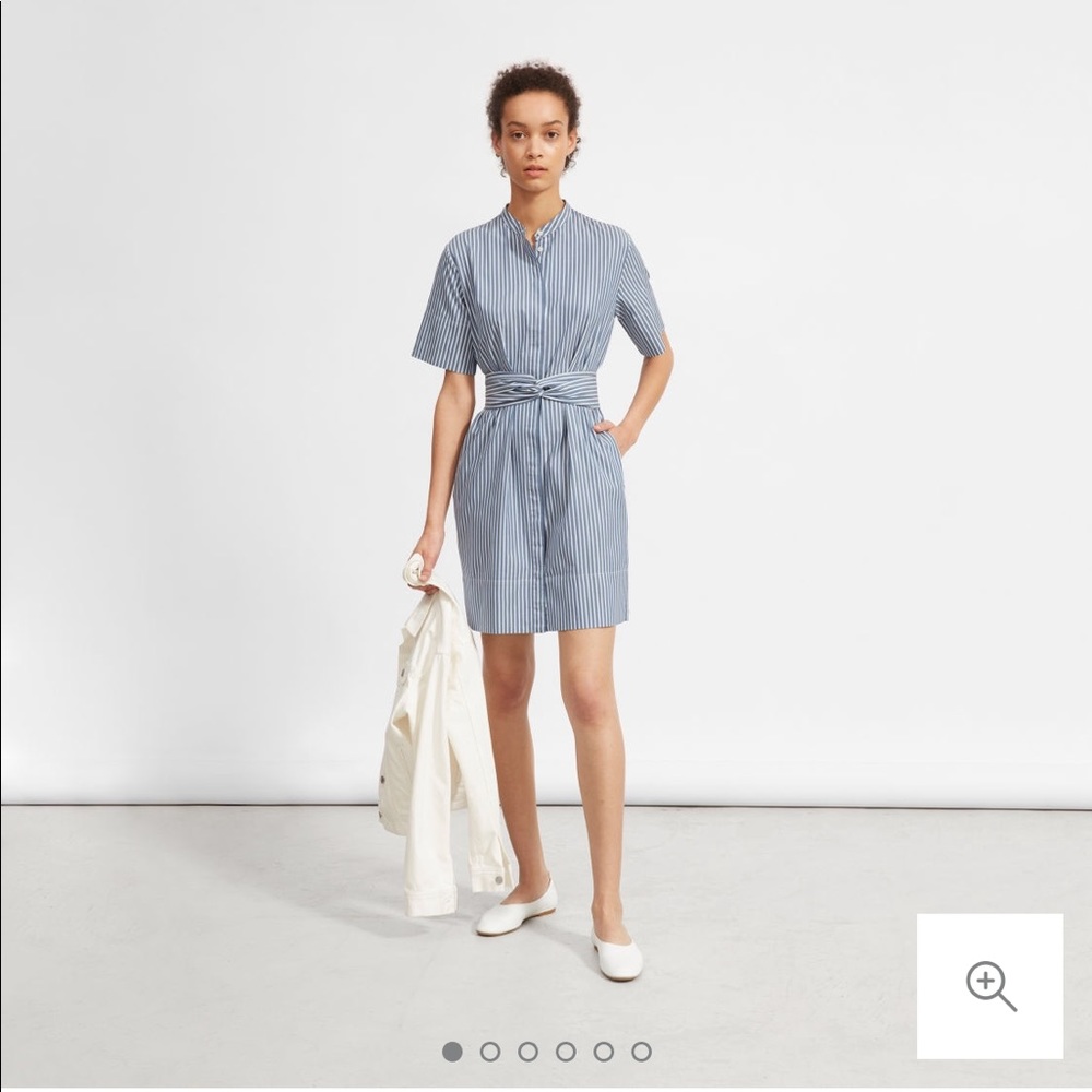 Everlane — The Cotton Collarless Belted Shirtdress